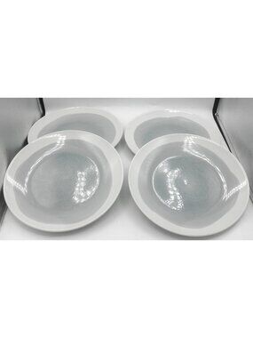Oasis Blue Gray American Atelier 10-1/2 In. Dinner Plates Set of 4 GLAZE FLAWS